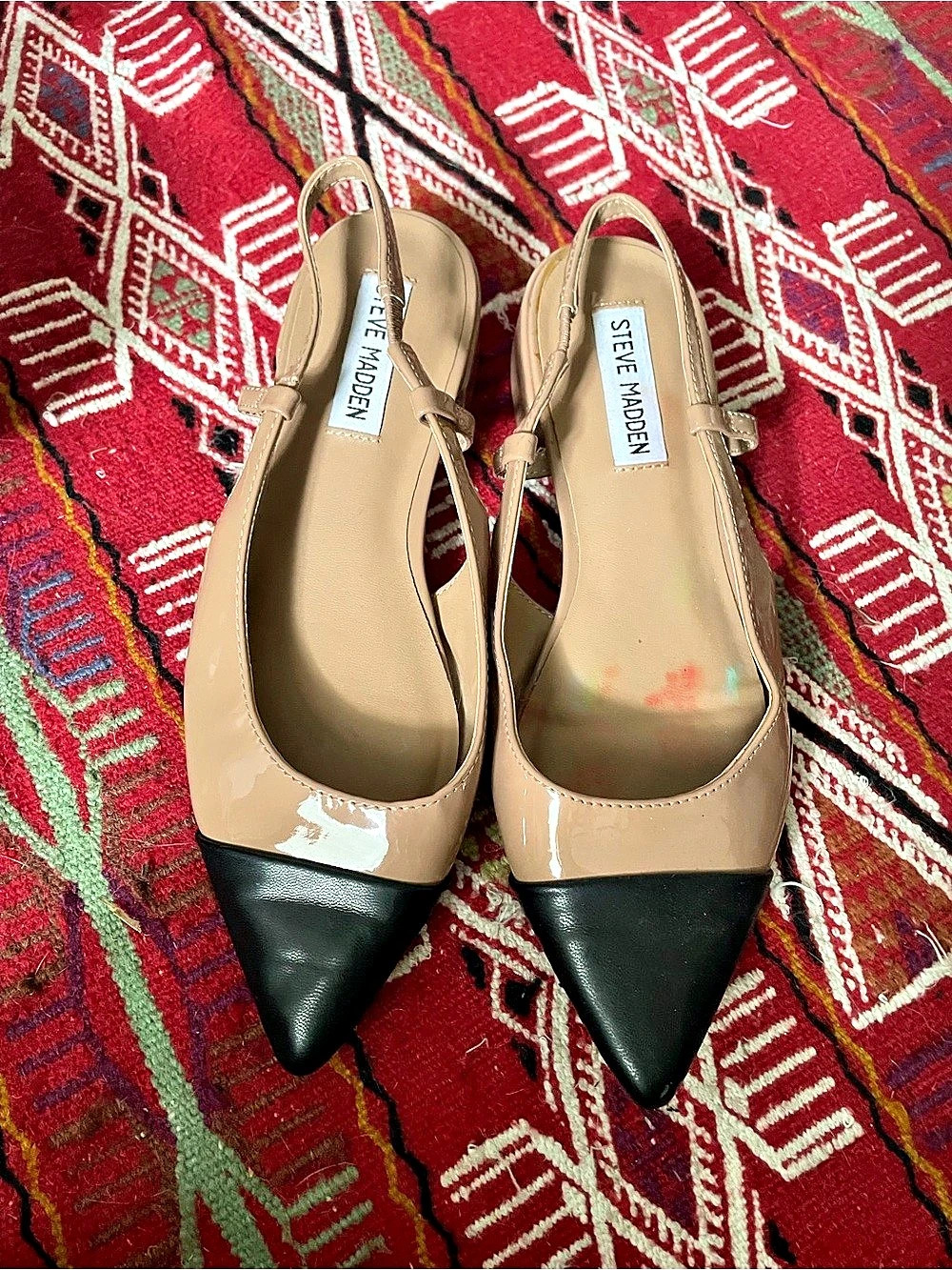Steve Madden Belinda Slingback Flat Beige & Black